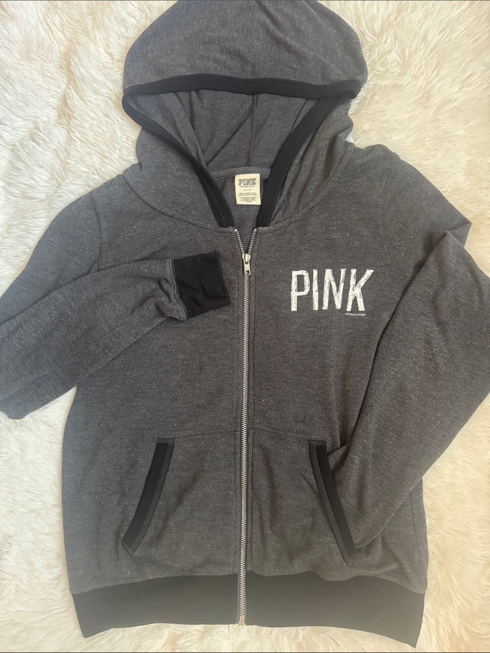 PINK Victoria's Secret Charcoal Gray Full-Zip Hoodie